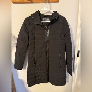 Women's Michael Kors Black Quilted Packable Hooded Puffer Zip Parker Jacket